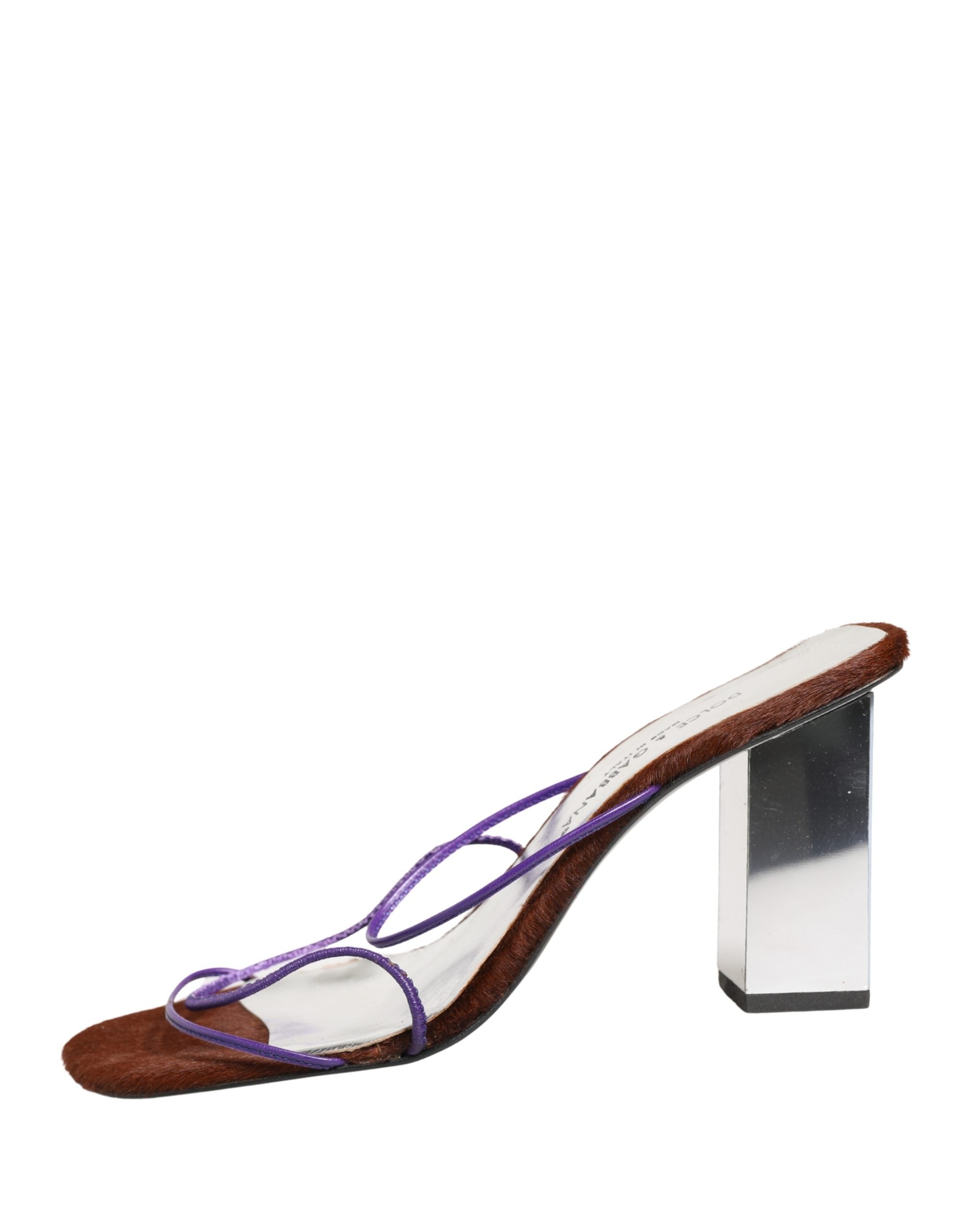Silver Block Heels Slip On Sandals Shoes - ventzia