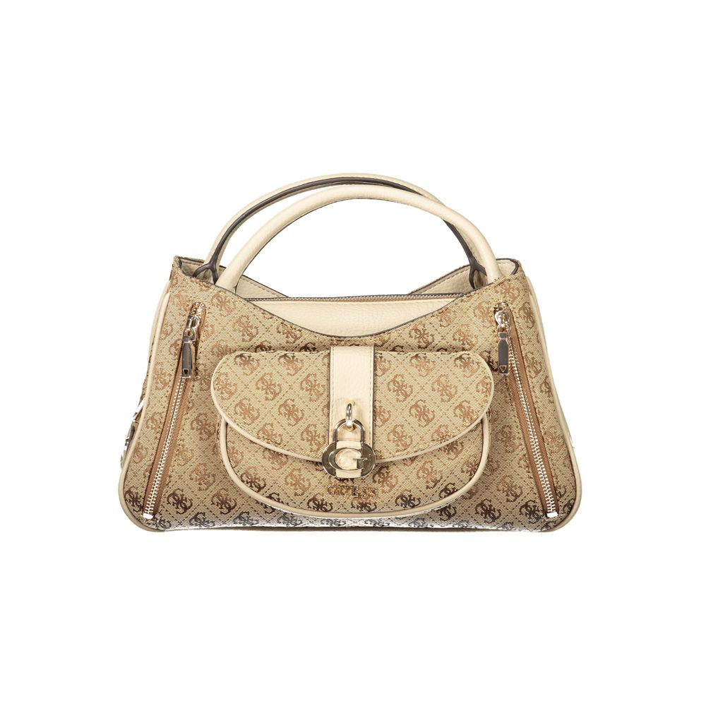 Beige Polyurethane Women Handbag - ventzia