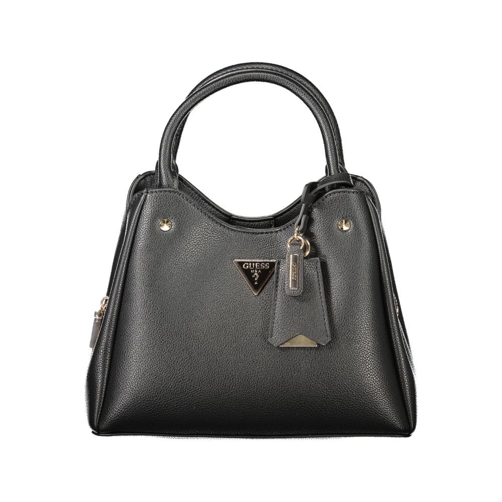 Black Polyurethane Women Handbag - ventzia