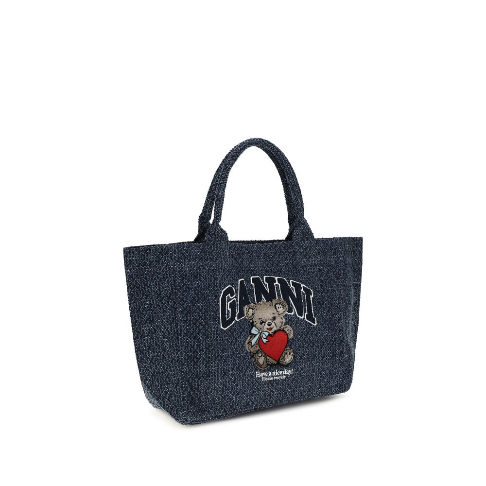 Blue Cotton Shoulder Bag - ventzia