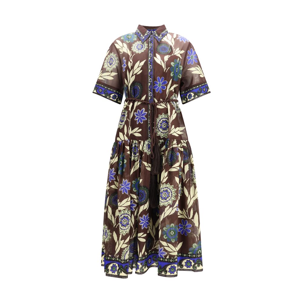 Brown Cotton Casual Dress - ventzia