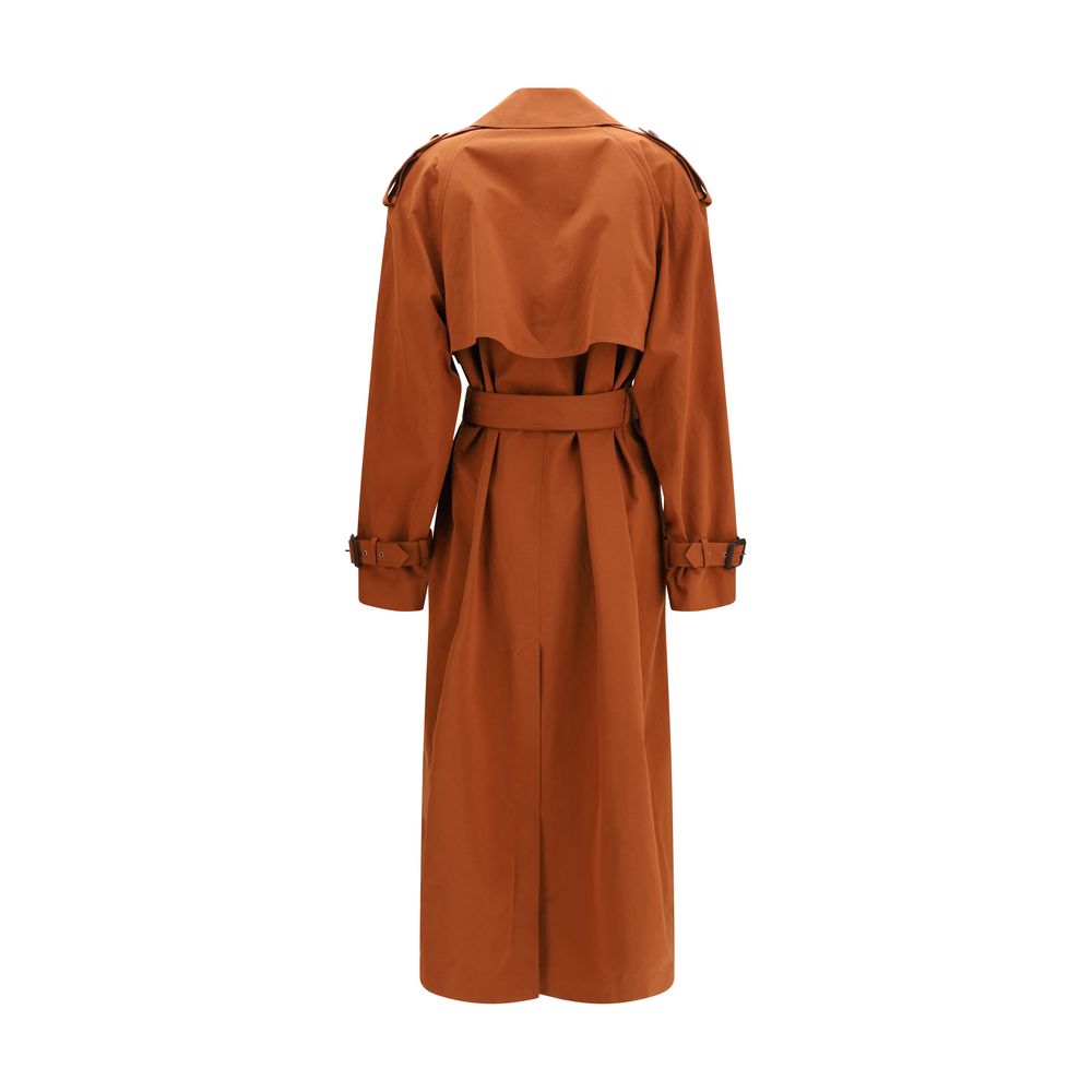 Brown Cotton Trench Coat - ventzia