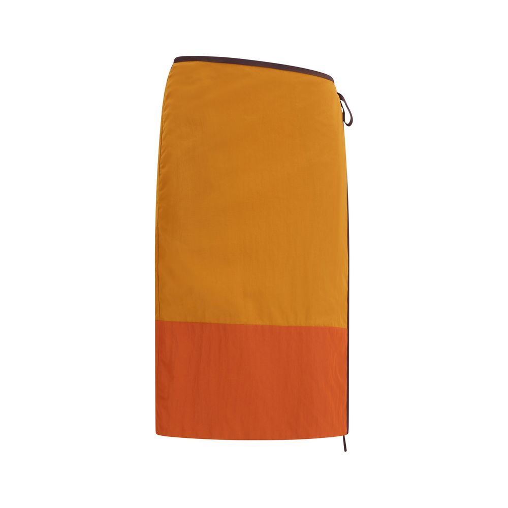 Orange Nylon Midi Skirt - ventzia