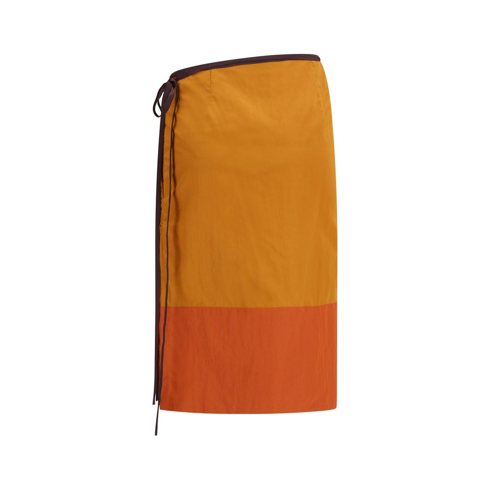 Orange Nylon Midi Skirt - ventzia