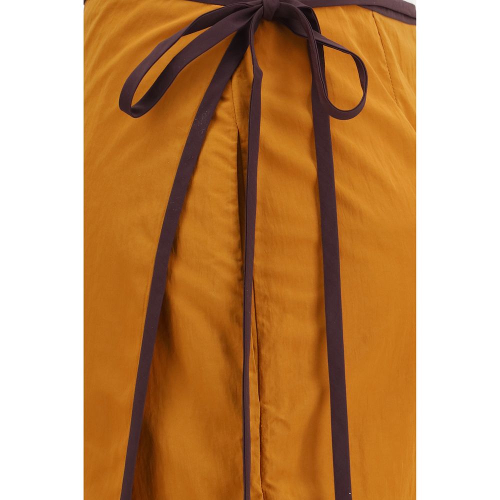 Orange Nylon Midi Skirt - ventzia