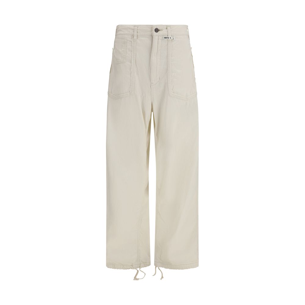 White Cotton Casual Pants - ventzia
