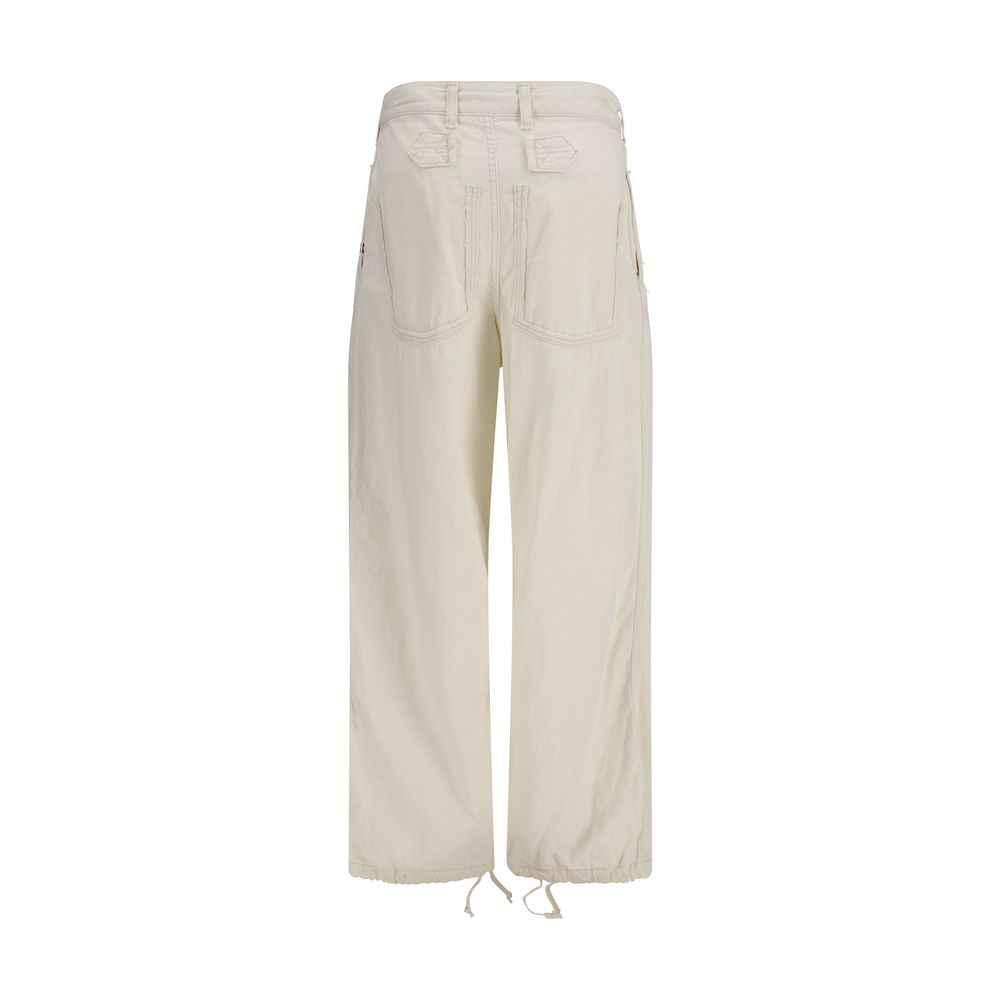 White Cotton Casual Pants - ventzia