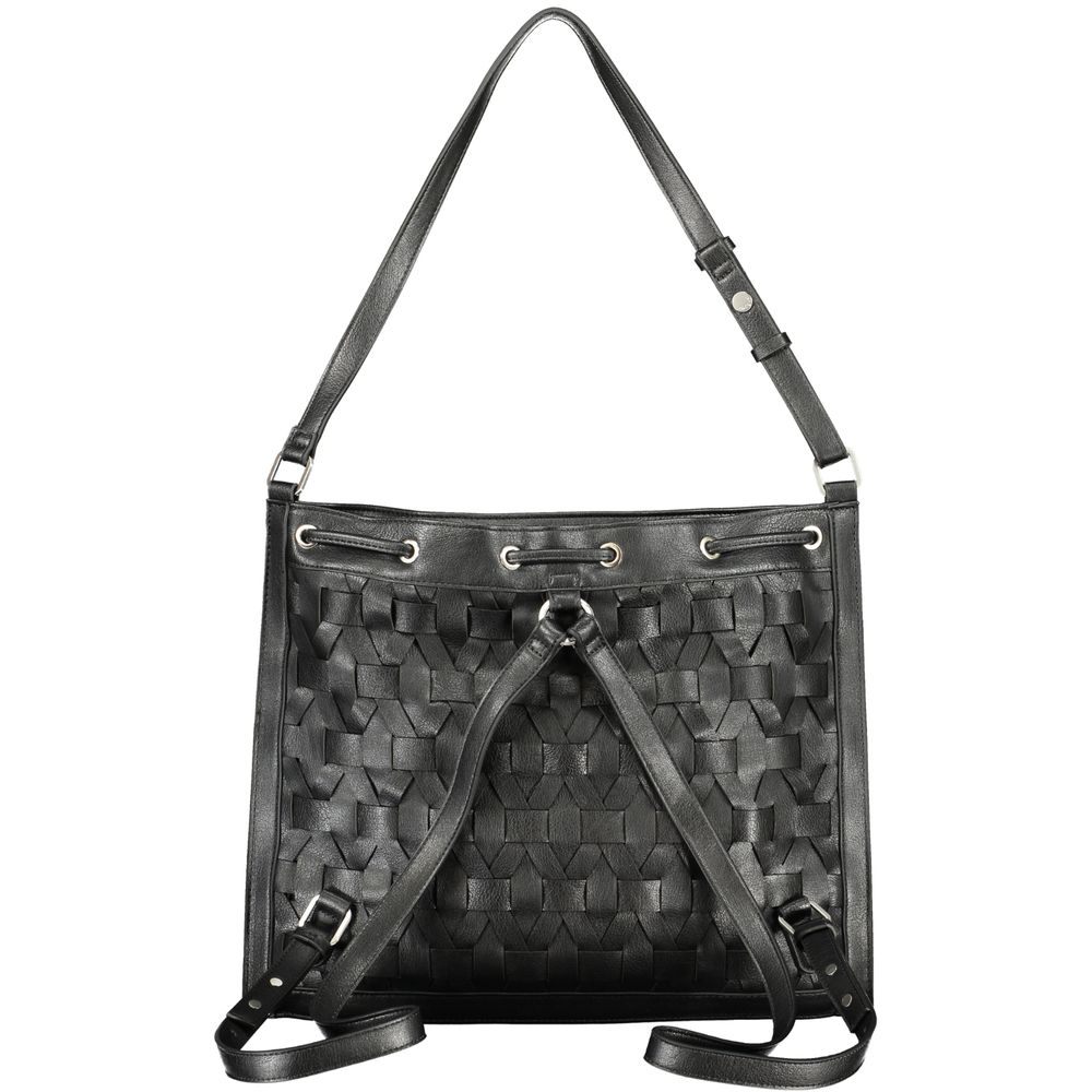 Black Polyurethane Women Backpack - ventzia