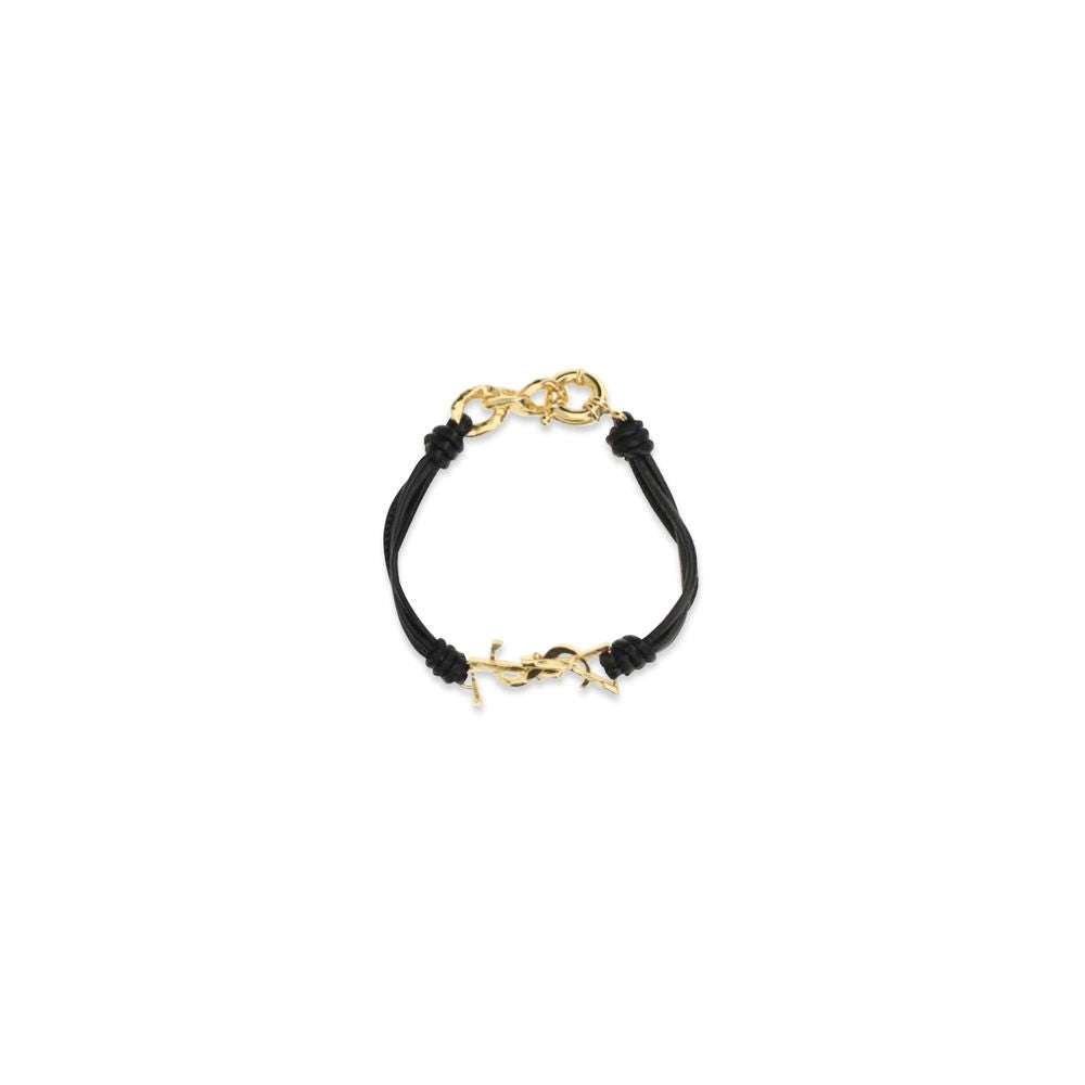 Black Calf Leather Bos Taurus Bracelet - ventzia