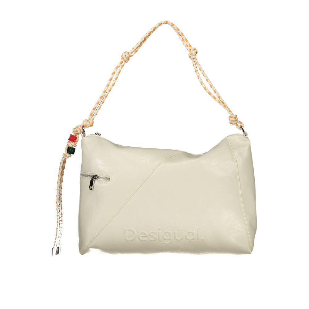 Ecru Polyurethane Women Handbag - ventzia
