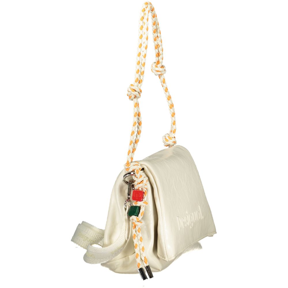 Ecru Polyurethane Women Handbag - ventzia