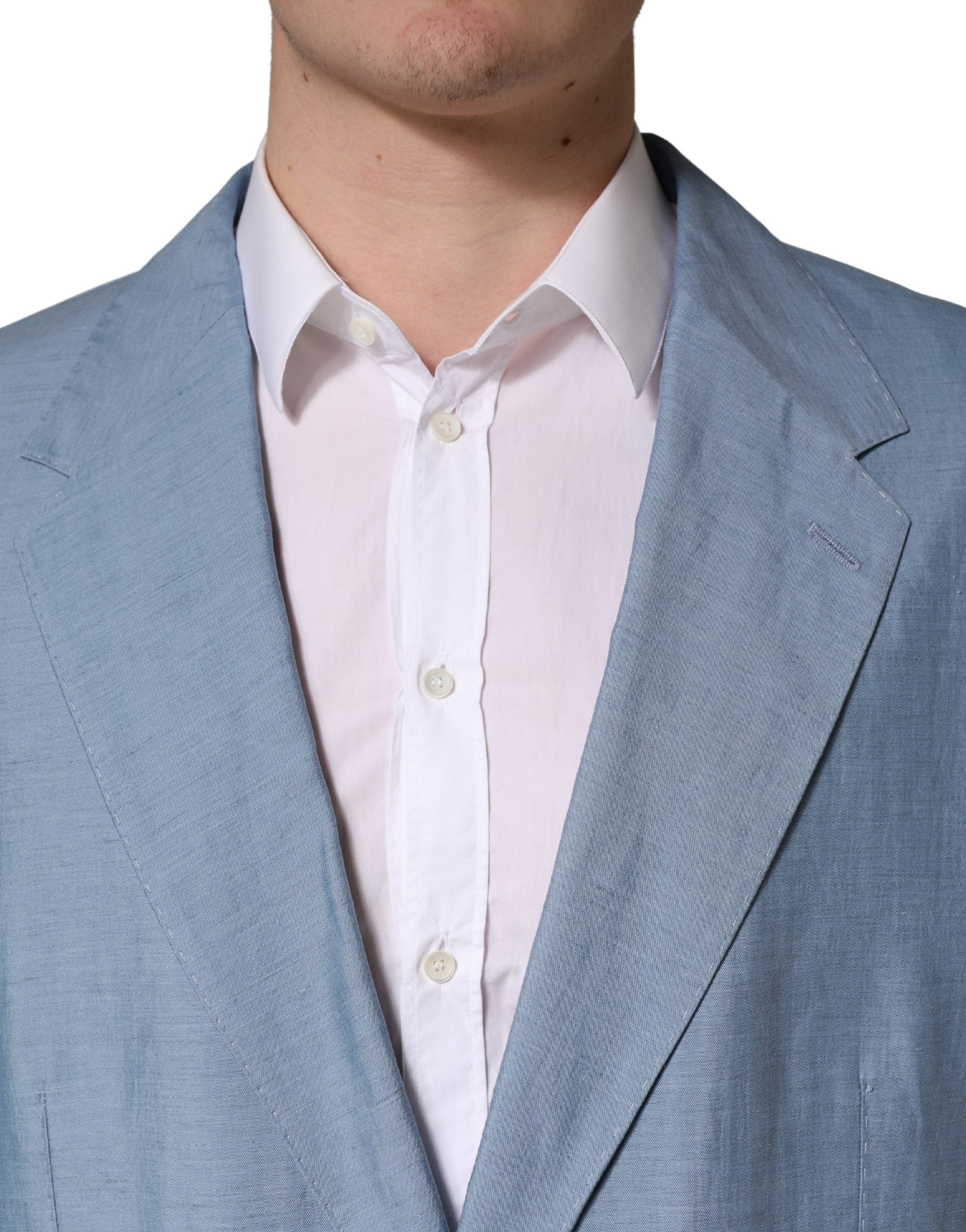 Light Blue Single Breasted Men Jacket Blazer - ventzia