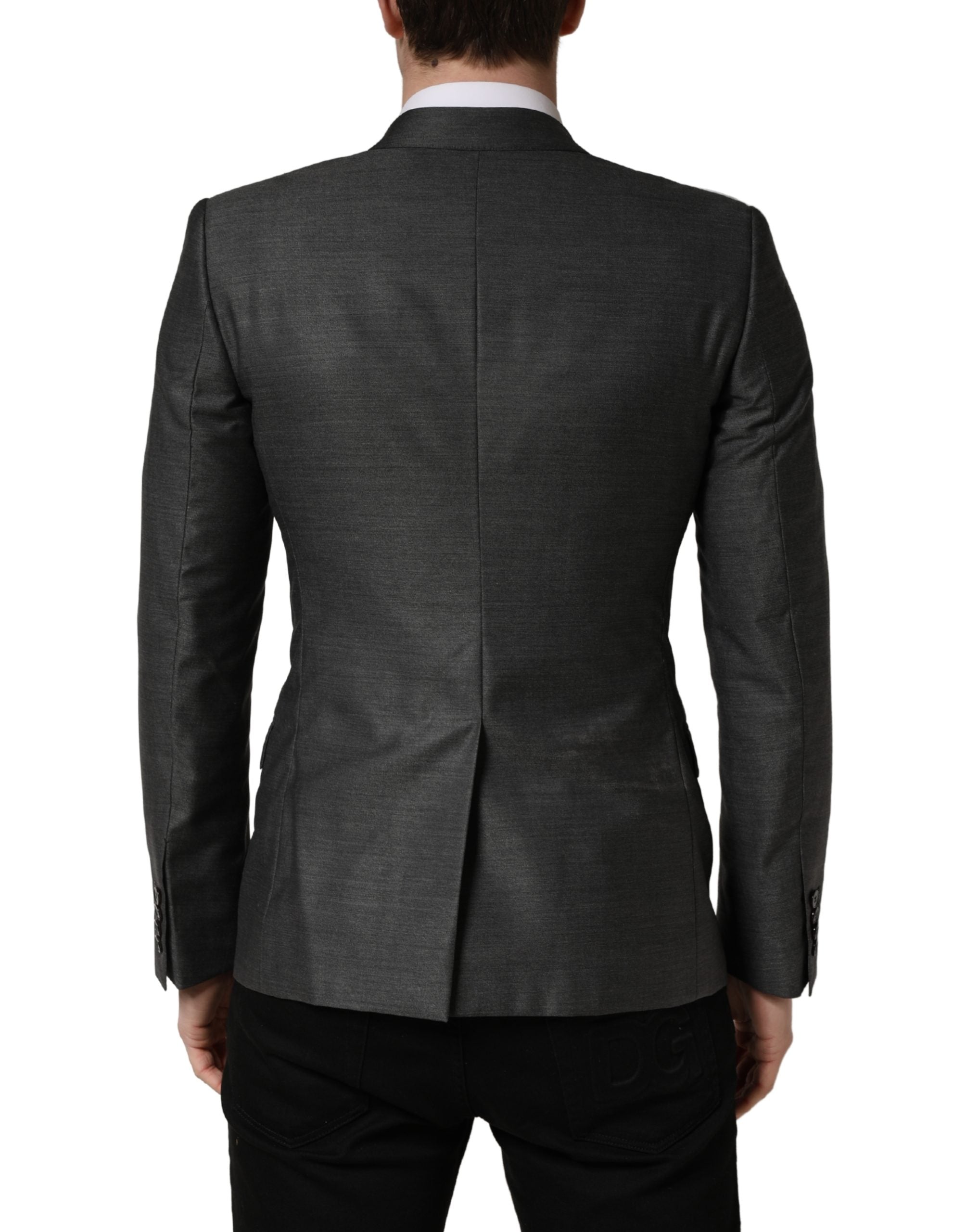 Dark Gray Wool Slim Fit Coat Jacket Blazer - ventzia