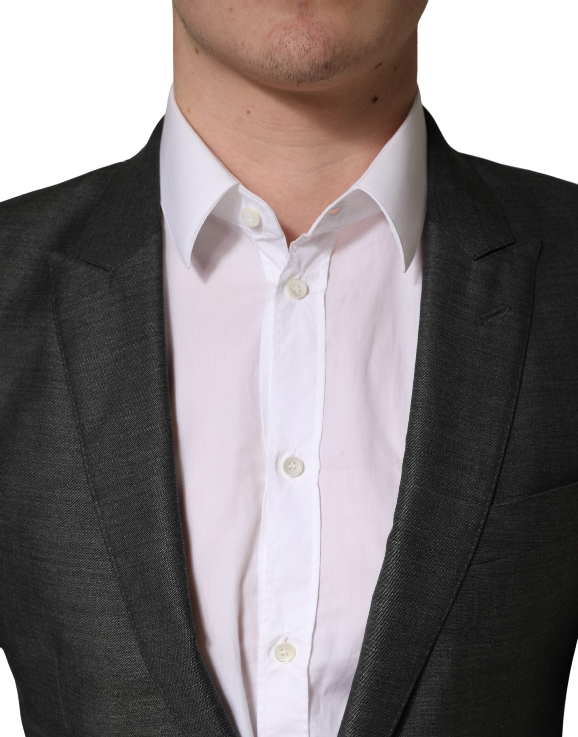 Dark Gray Wool Slim Fit Coat Jacket Blazer - ventzia