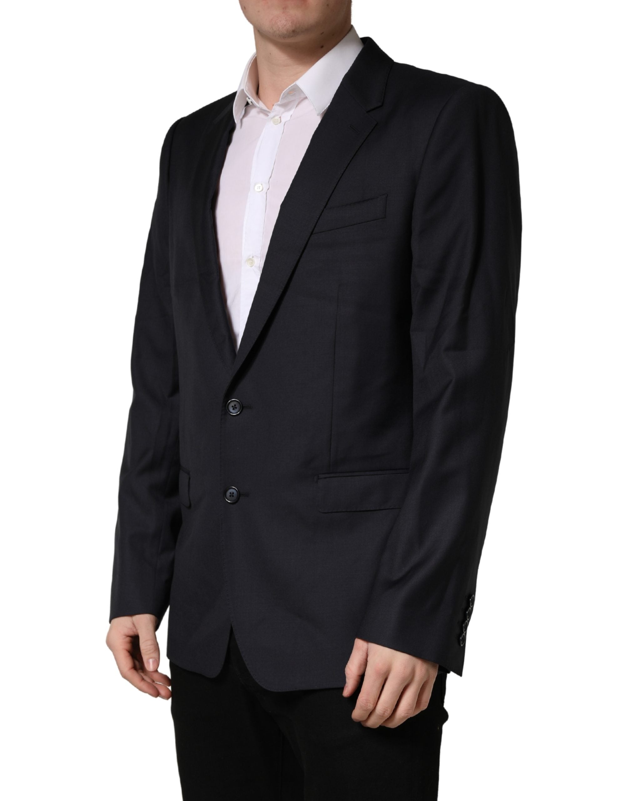 Black Wool Slim Fit Coat Men Jacket Blazer - ventzia