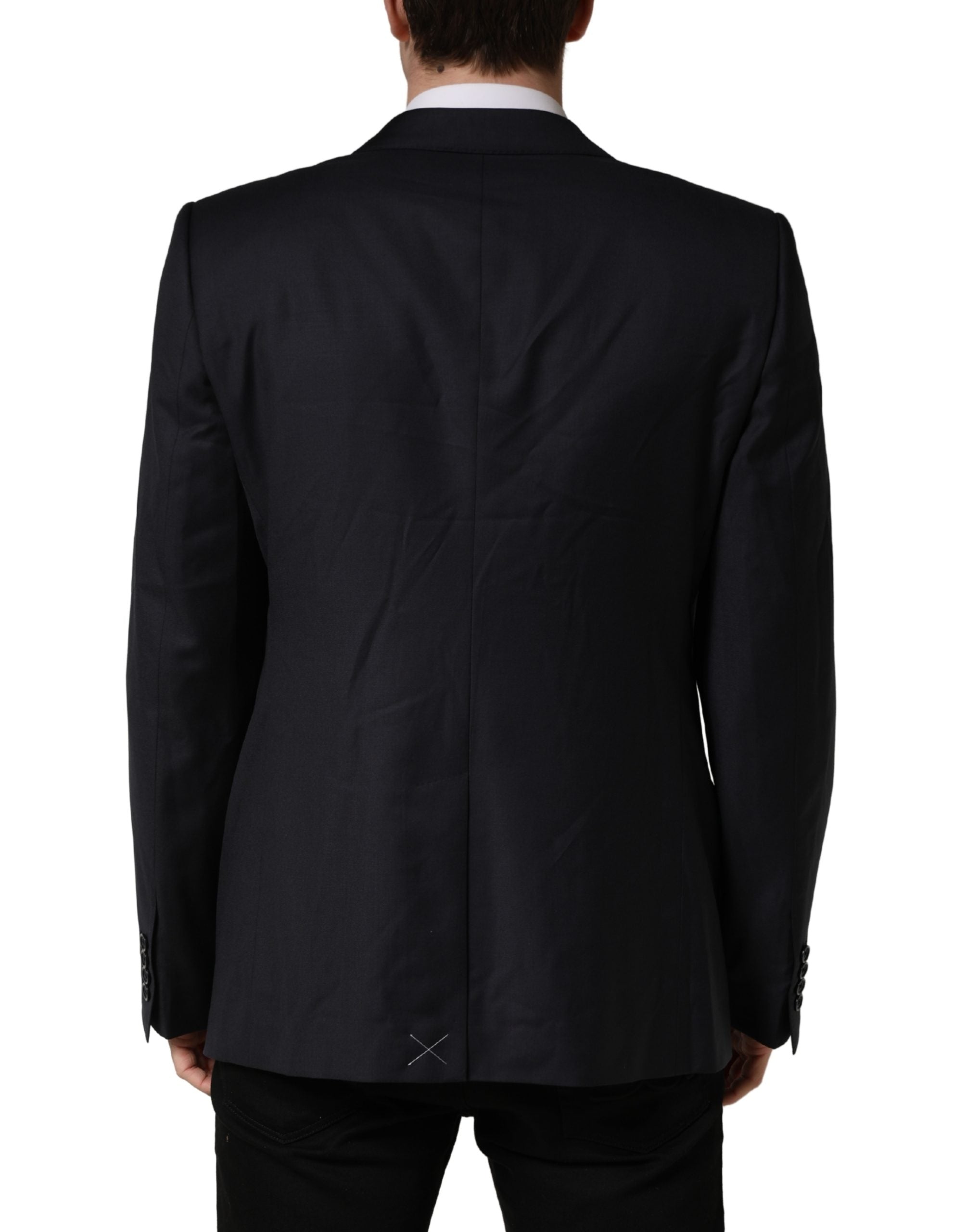 Black Wool Slim Fit Coat Men Jacket Blazer - ventzia