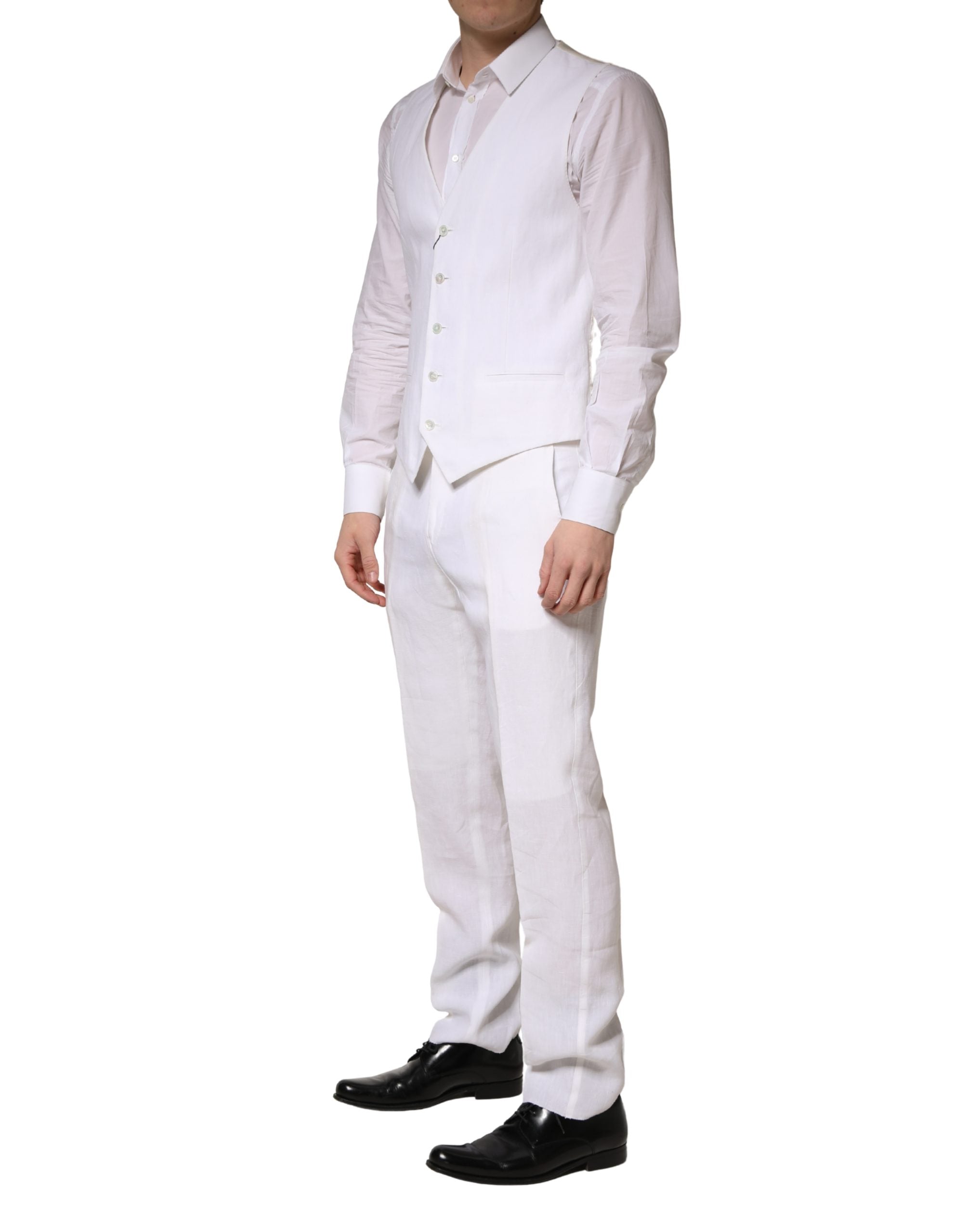White SARTORIA Linen 2 Piece Men Formal Suit - ventzia