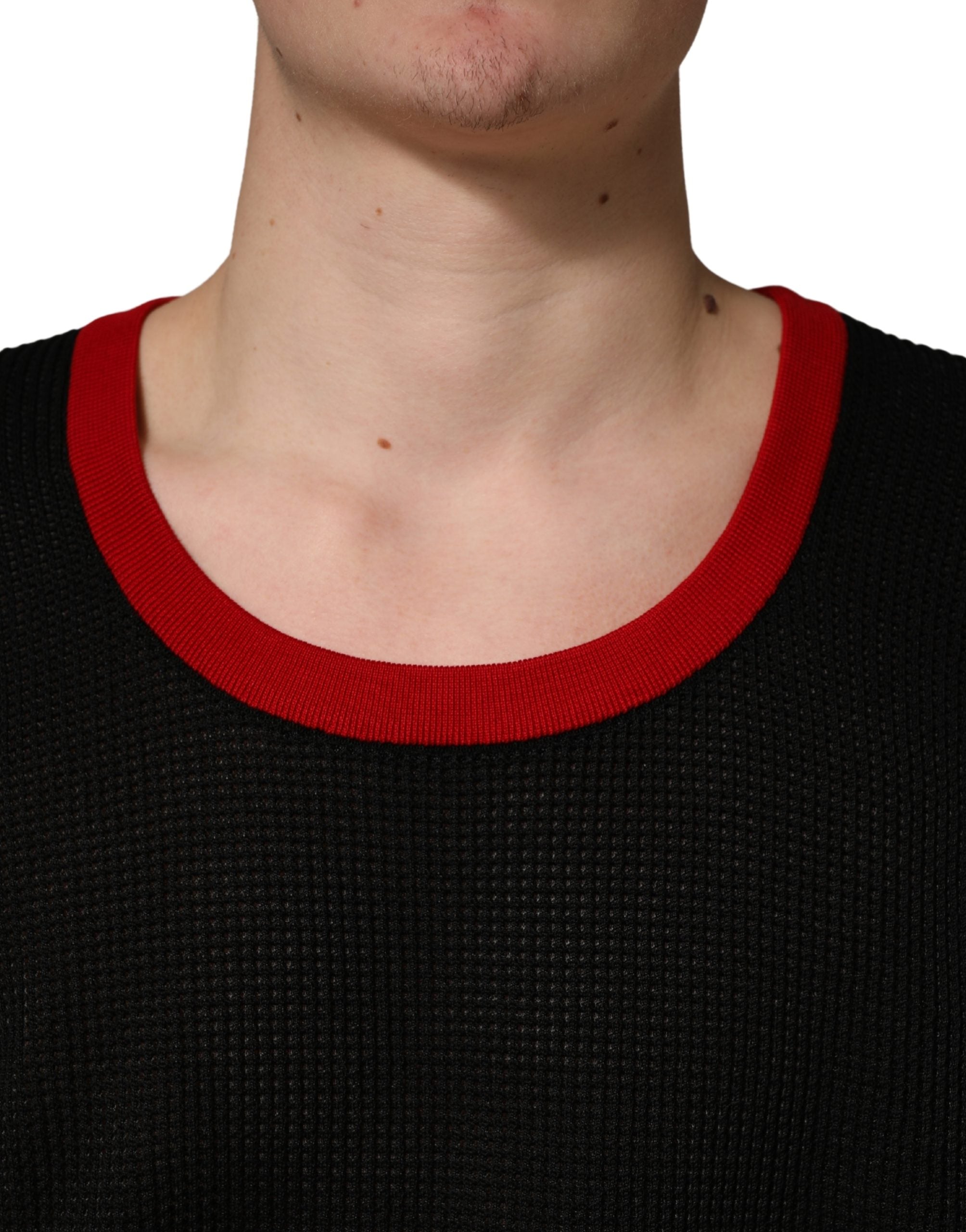 Black Crew Neck Sleeveless Men Knit Vest T-shirt - ventzia