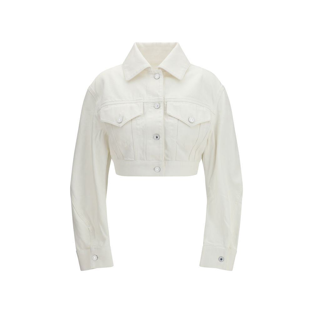 White Cotton Denim Jacket - ventzia