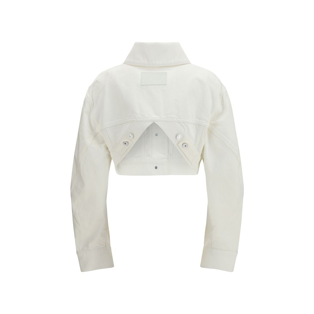 White Cotton Denim Jacket - ventzia