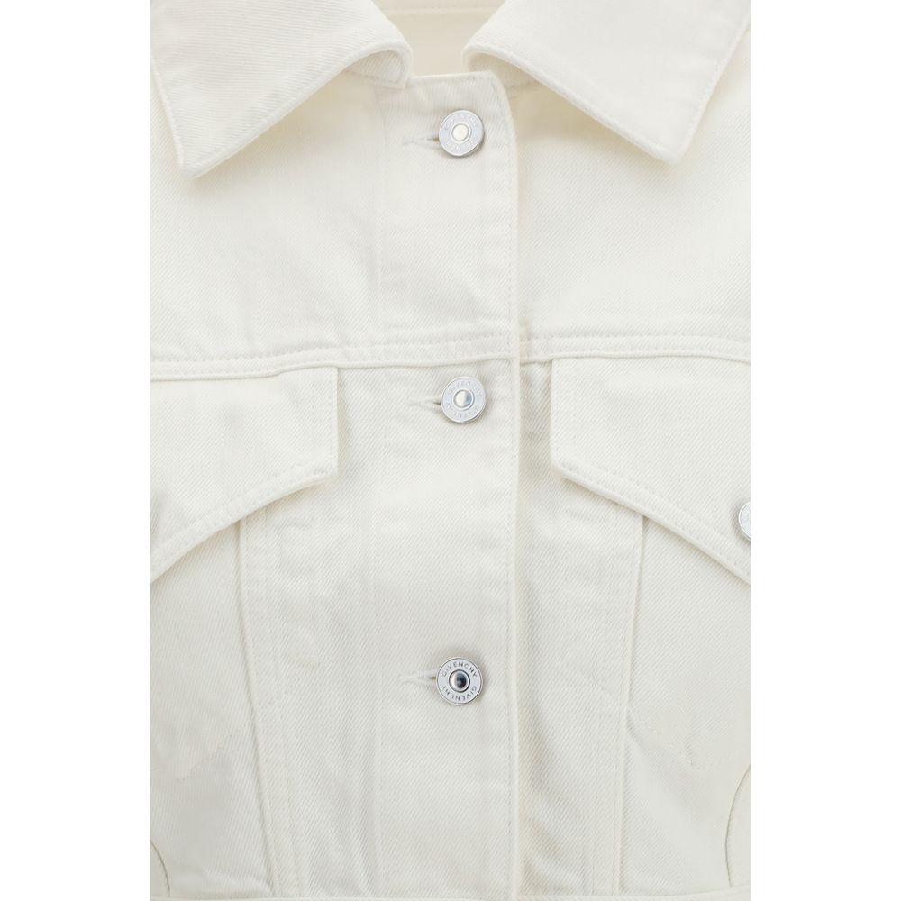 White Cotton Denim Jacket - ventzia