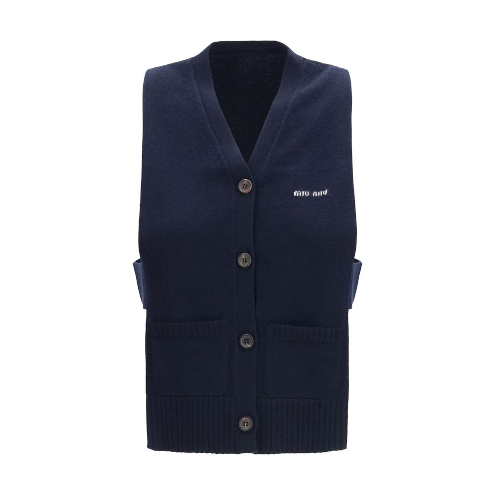 Blue Cashmere Sleeveles Sweater - ventzia