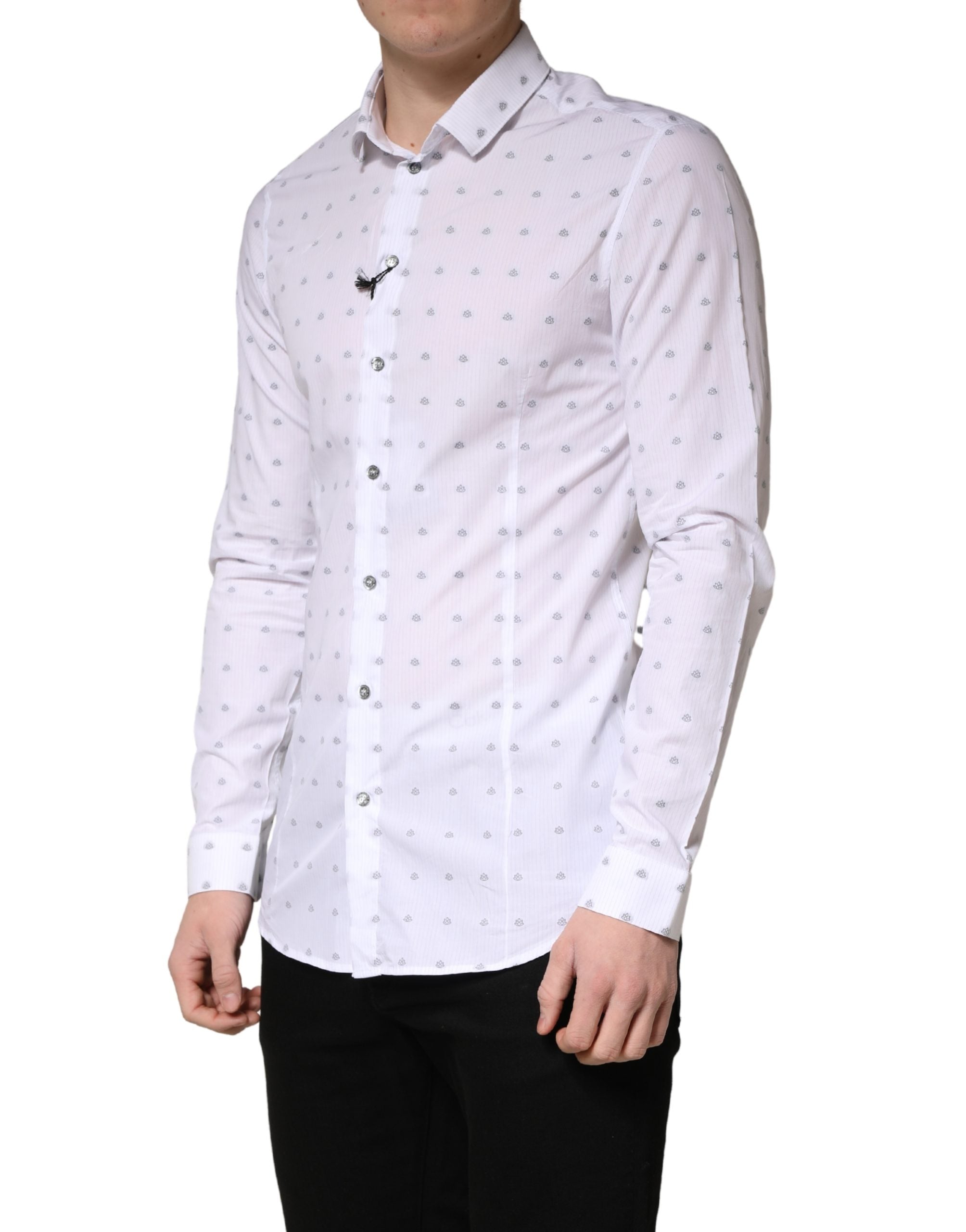 White Cotton Slim Fit Collared Men Dress Shirt - ventzia