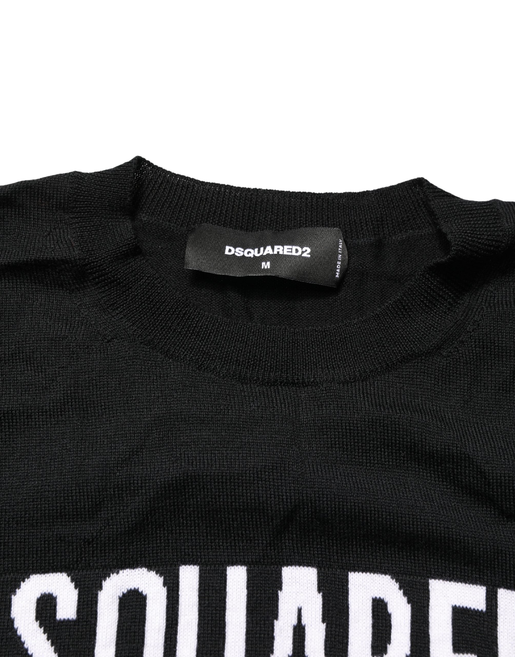 Black Logo Knitted Crew Neck Men Pullover Sweater - ventzia