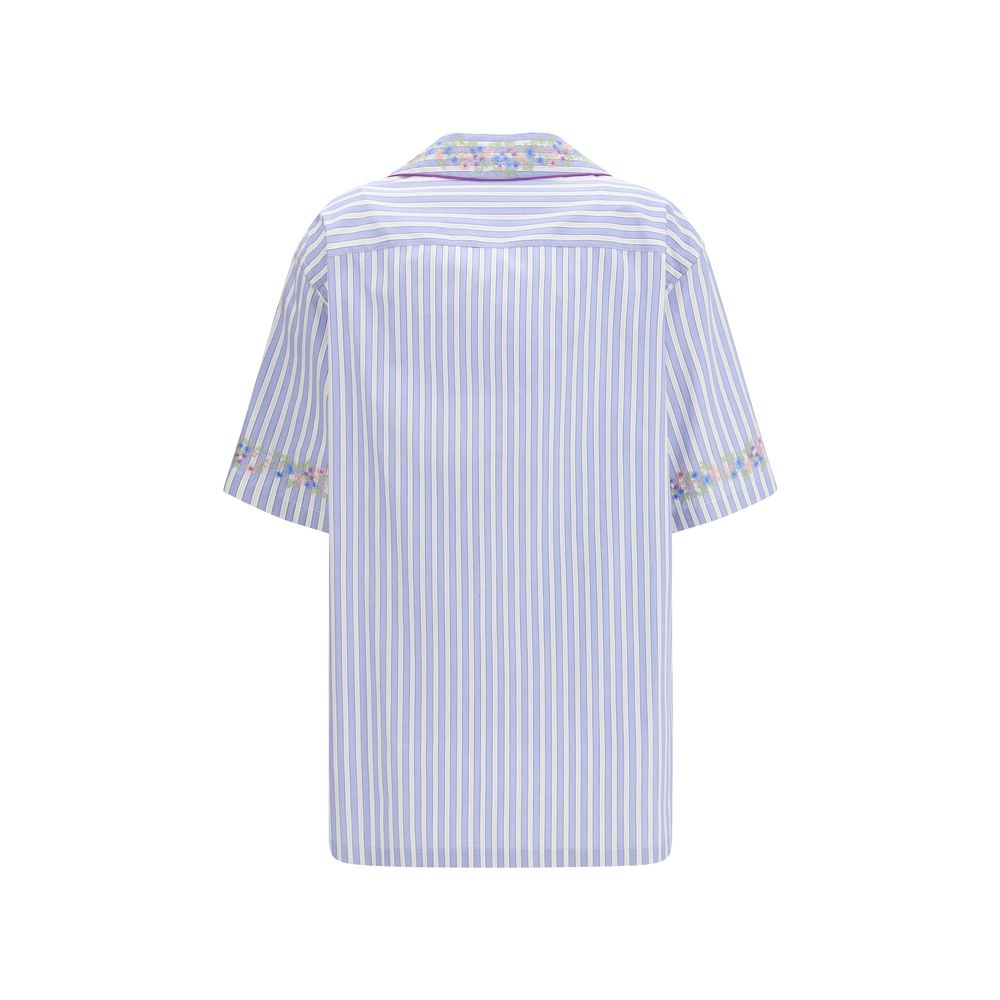 Blue Cotton Pattern Shirt - ventzia