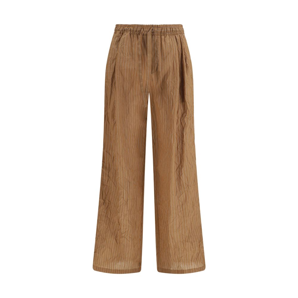 Brown Linen Casual Pants - ventzia