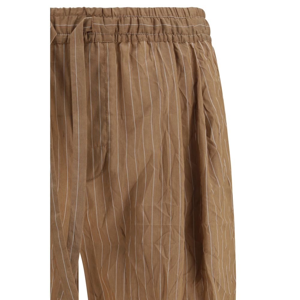 Brown Linen Casual Pants - ventzia