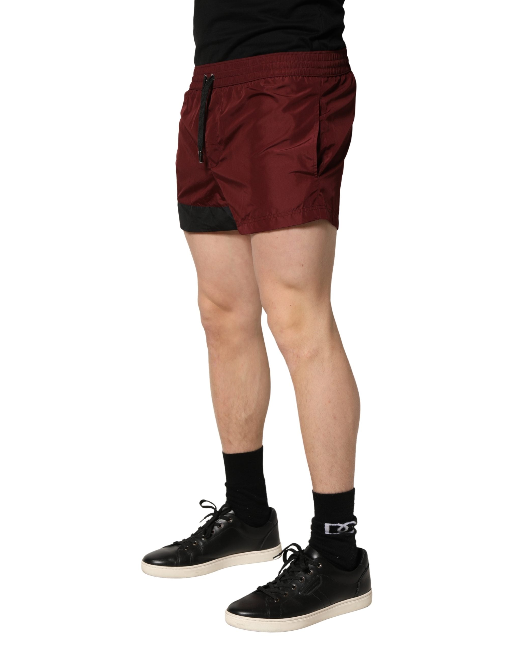 Maroon Polyester Drawstring Shorts Swimwear - ventzia