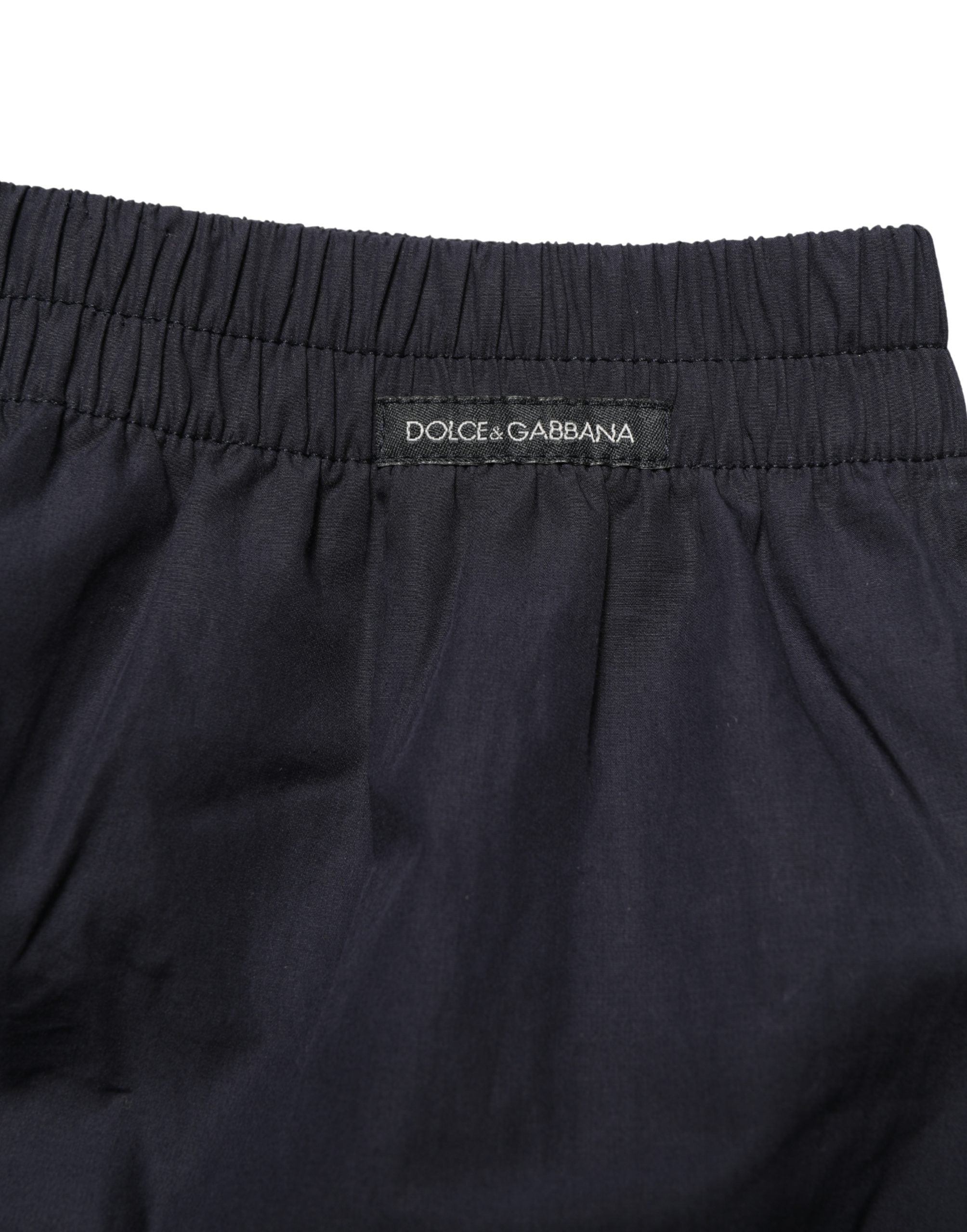 Black Cotton Elastic Waist Swim Shorts Swimwear - ventzia
