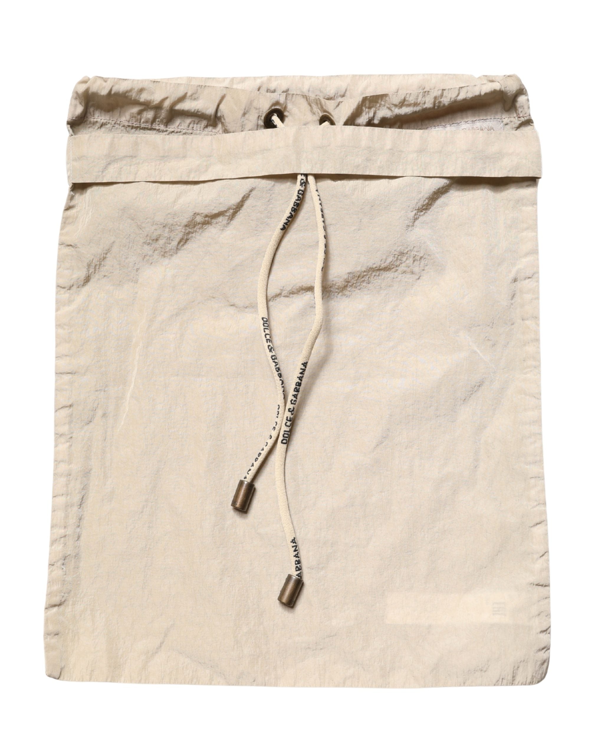 Brown Nylon Drawstring Swim Shorts Swimwear - ventzia