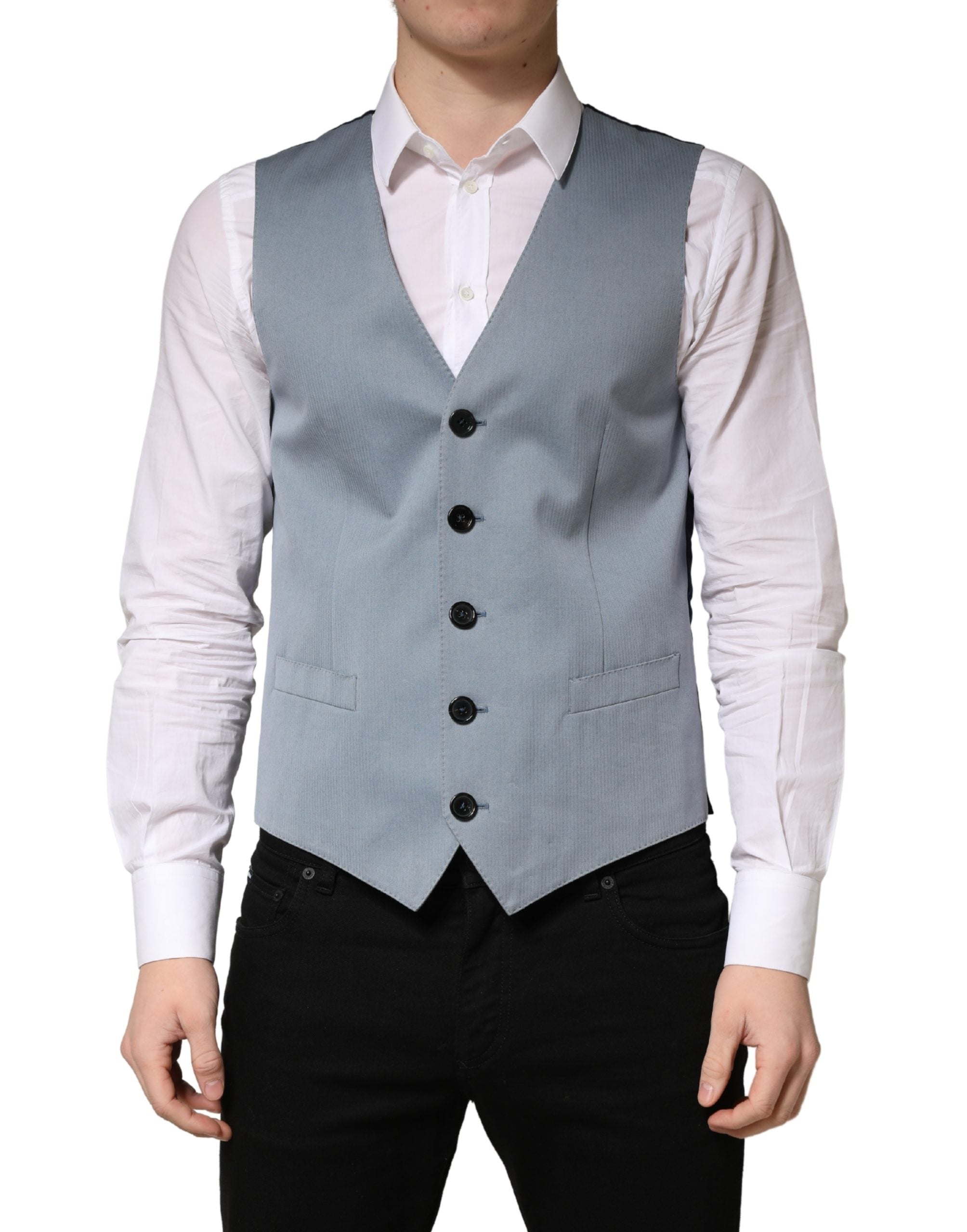 Gray Wool Single Breasted Men Waistcoat Vest - ventzia