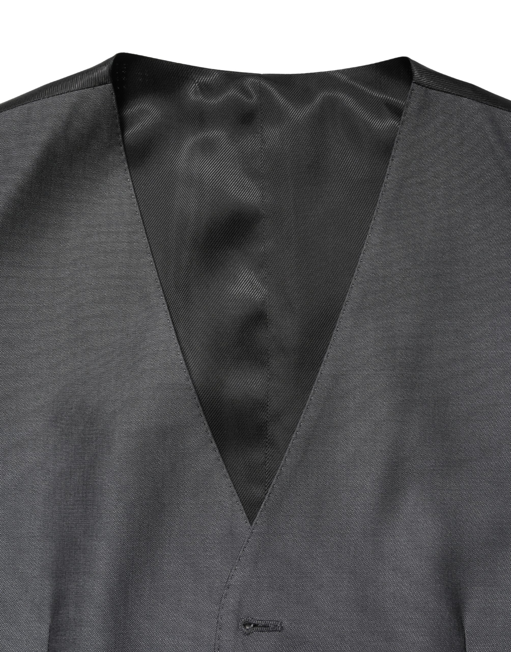 Dark Gray Single Breasted Men Waistcoat Vest - ventzia