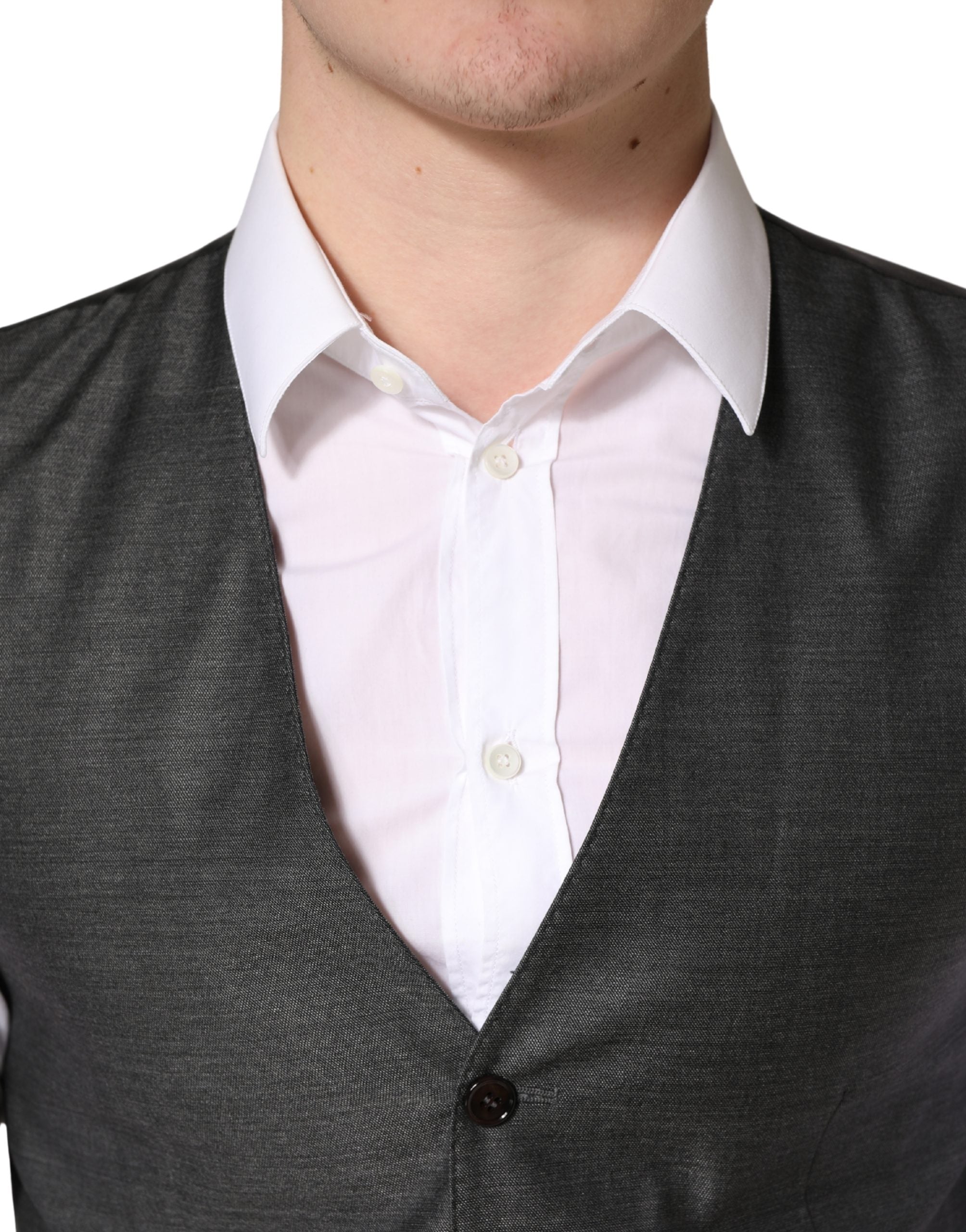 Dark Gray Wool Dress Formal Waistcoat Vest - ventzia