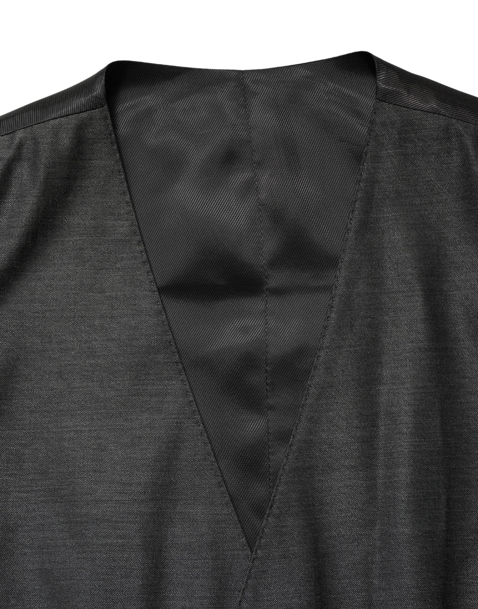 Dark Gray Wool Dress Formal Waistcoat Vest - ventzia