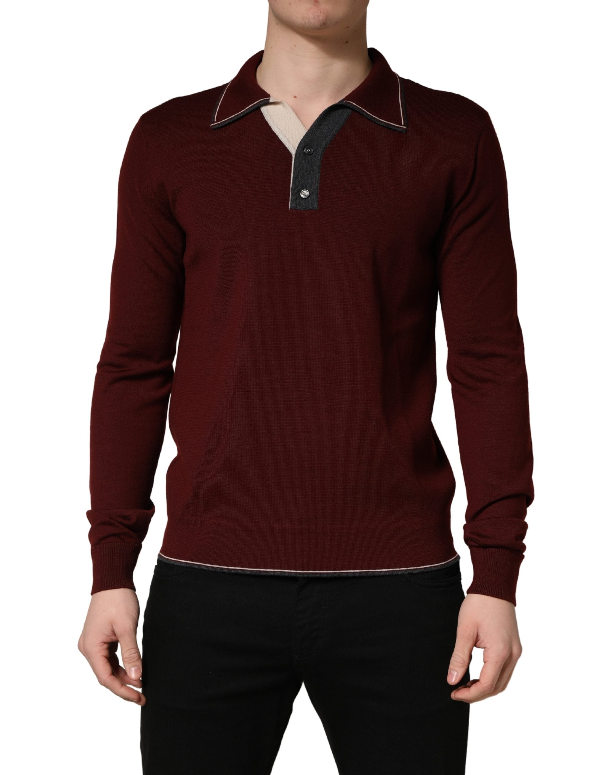 Maroon Re-Edition Wool Long Sleeves T-shirt - ventzia