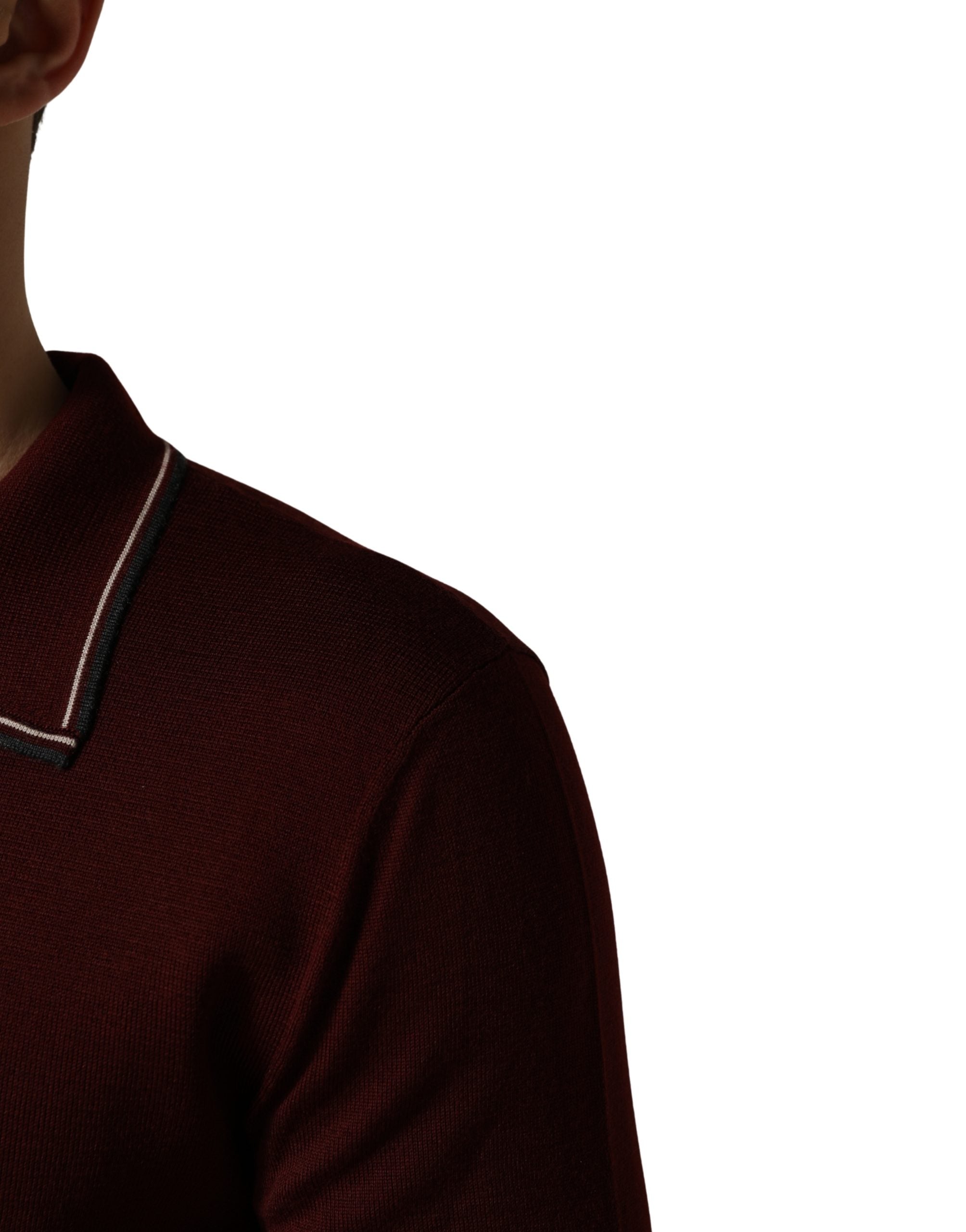 Maroon Re-Edition Wool Long Sleeves T-shirt - ventzia