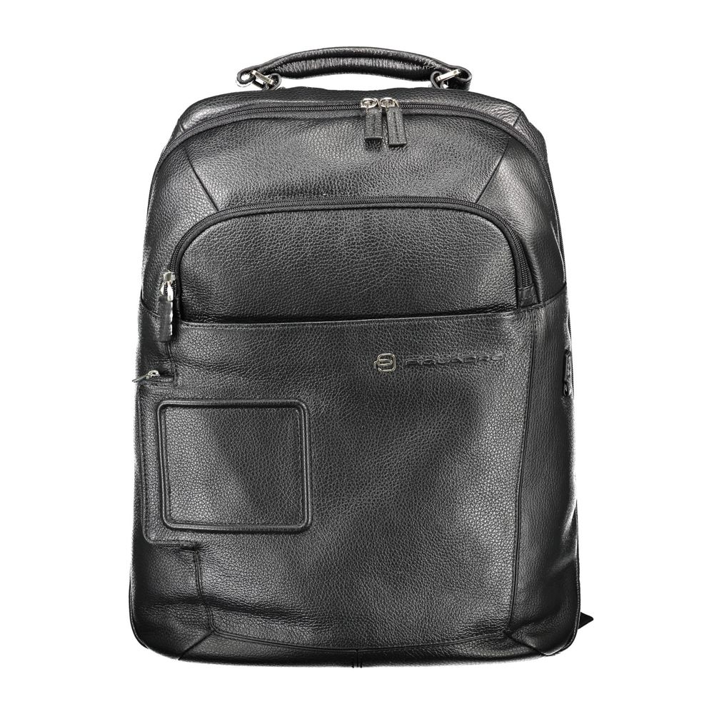 Black Leather Men's Backpack - ventzia