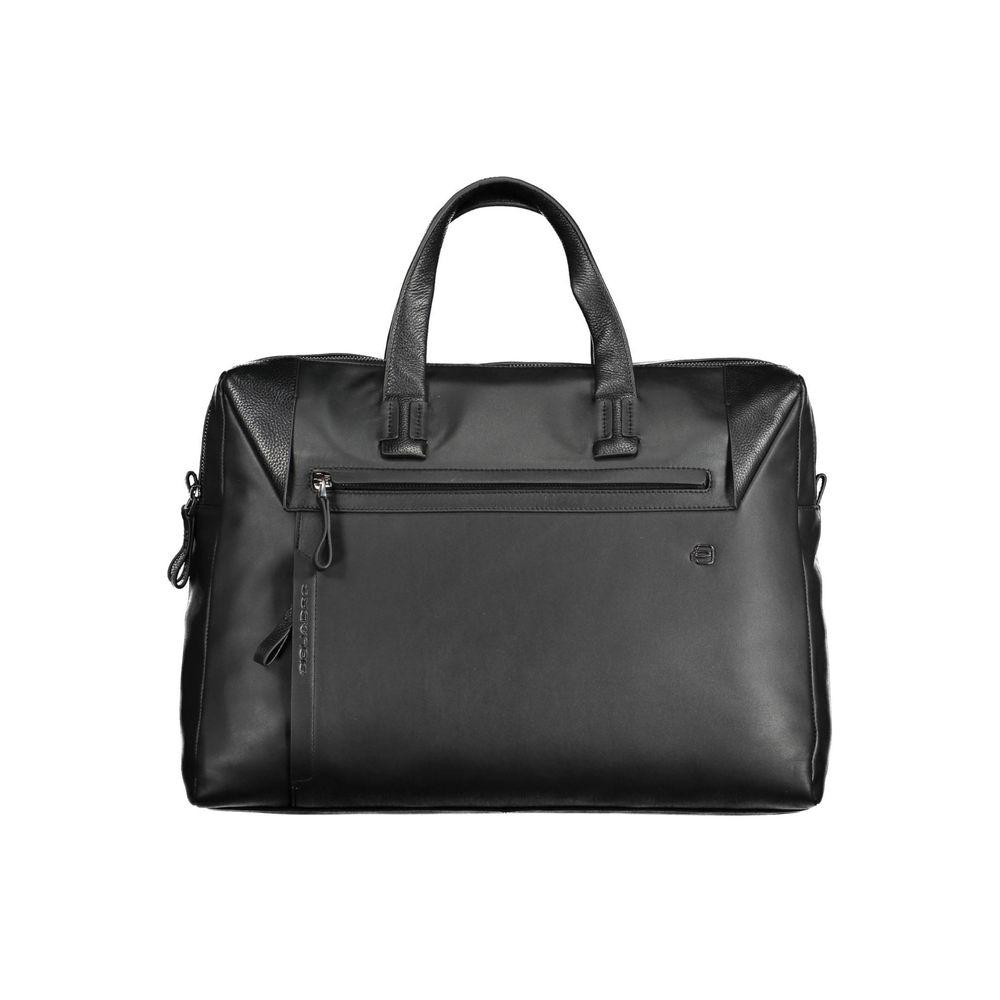 Black Leather Men's Briefcase - ventzia