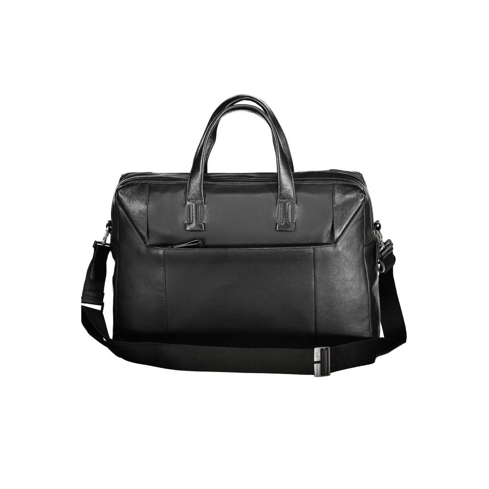 Black Leather Men's Briefcase - ventzia