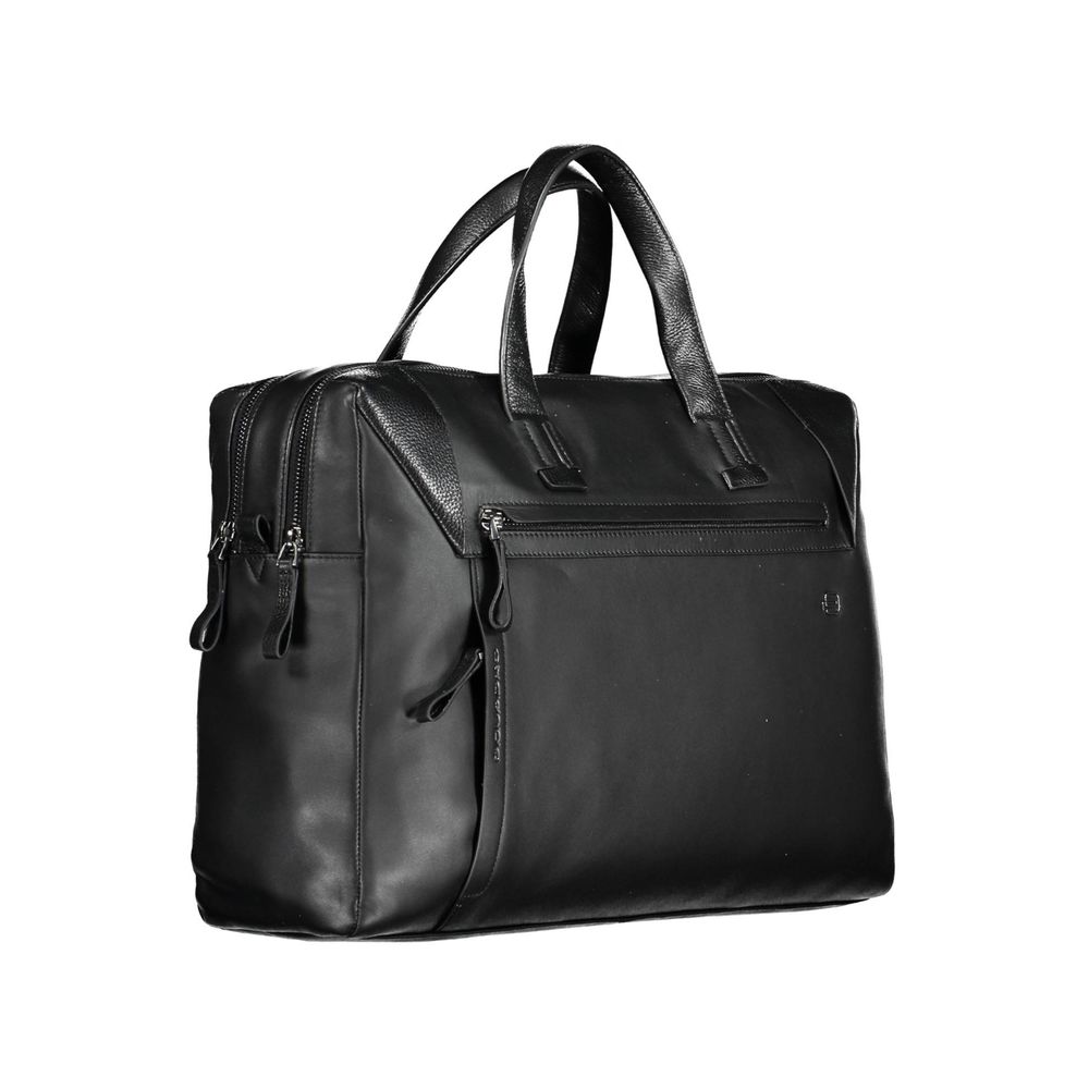 Black Leather Men's Briefcase - ventzia