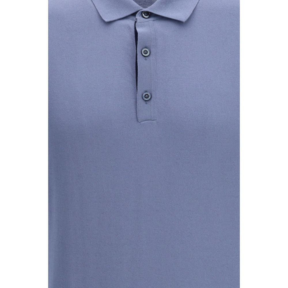 Blue Cotton Polo Shirt - ventzia