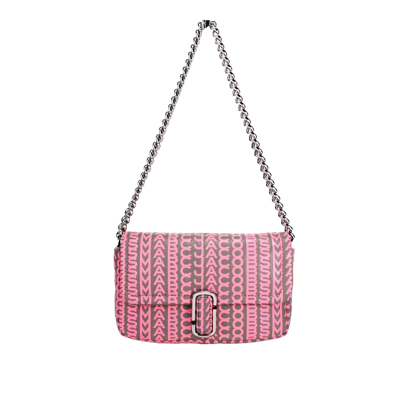 Marc Jacobs Neon Pink The Monogram Leather J Marc Mini Shoulder Bag Crossbody - ventzia