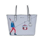 Michael Kors Jet Set Travel Girls Medium Signature Carryall Tote White MK - ventzia