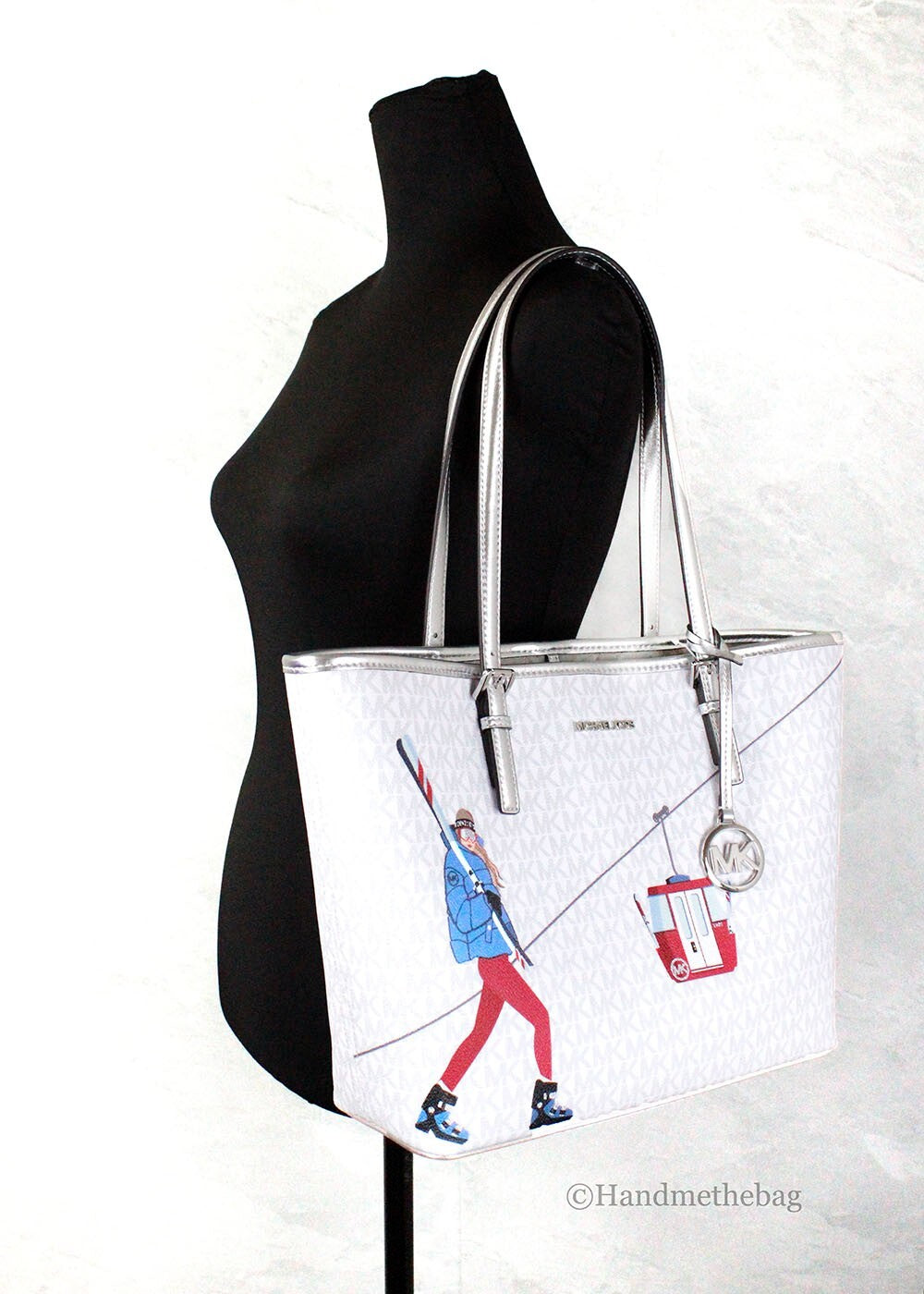 Michael Kors Jet Set Travel Girls Medium Signature Carryall Tote White MK - ventzia