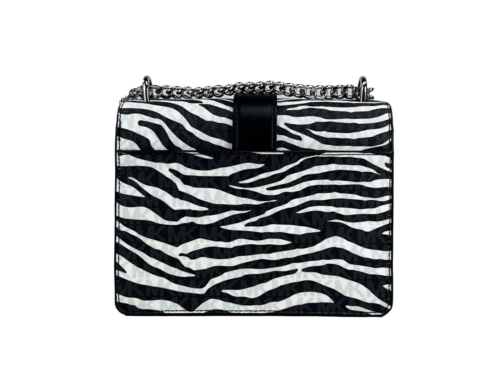 Michael Kors Greenwich Small Print Logo Crossbody Tote Chain Bag Black/White $498 - ventzia