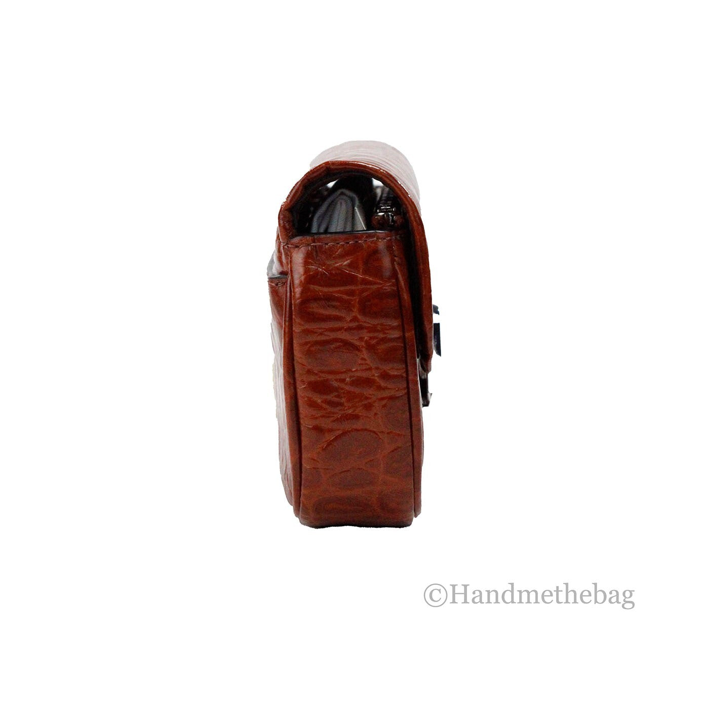 Marc Jacobs The Mini Shoulder Bag Spice Brown Embossed Leather Crossbody Bag - ventzia